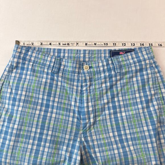 Vineyard Vines Blue & Green Plaid Club Shorts Men's size 30x10 - Picture 5 of 8